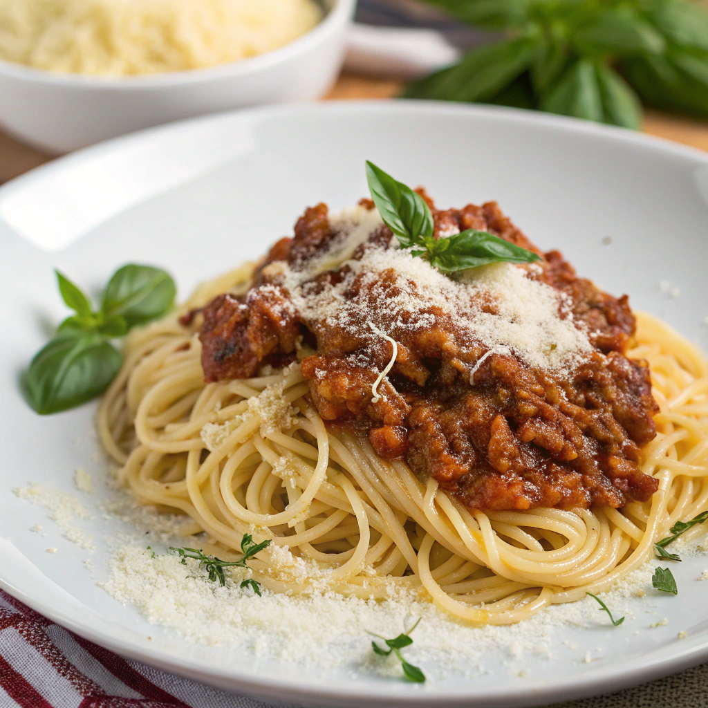 Spaghetti Bolognese with Parmesan