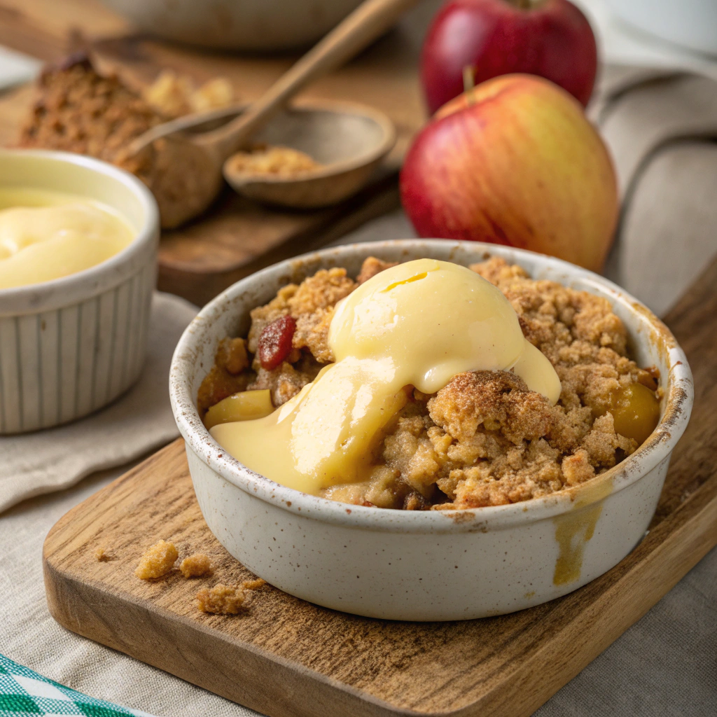 Apple Crumble with Custard