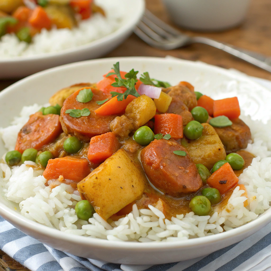 Curried Sausages with Rice